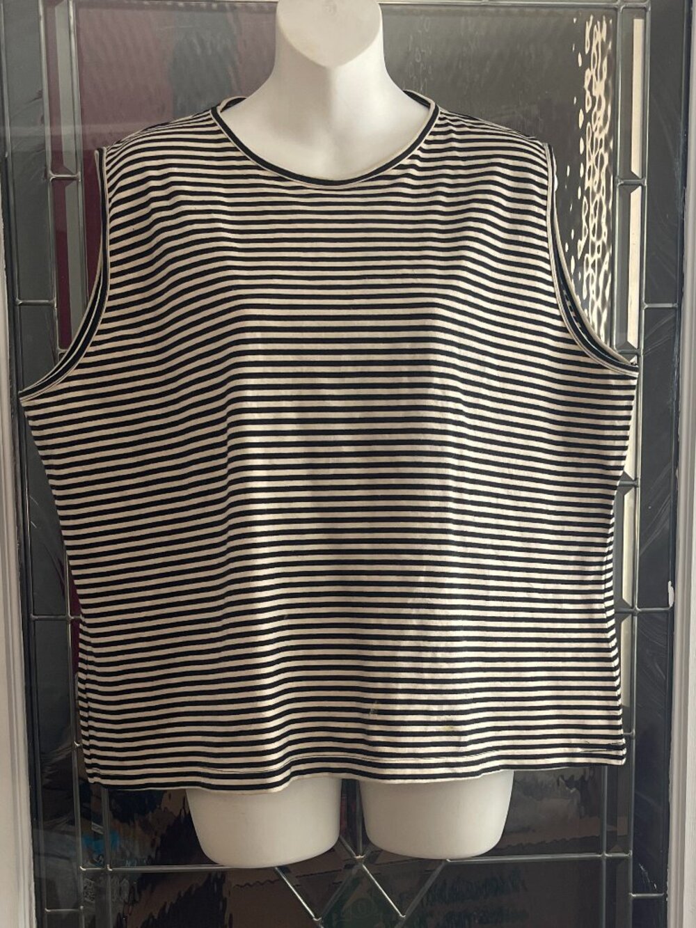 Custom Designed. BOHO 60s Womens Black And White Striped Tank size 22